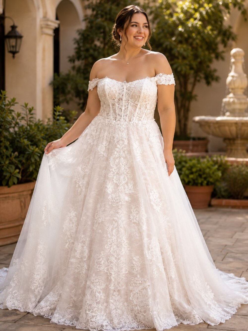 NWT Sophia Thomas Bridal Wedding Dress size 18 Ivory/Nude A-Line Lace